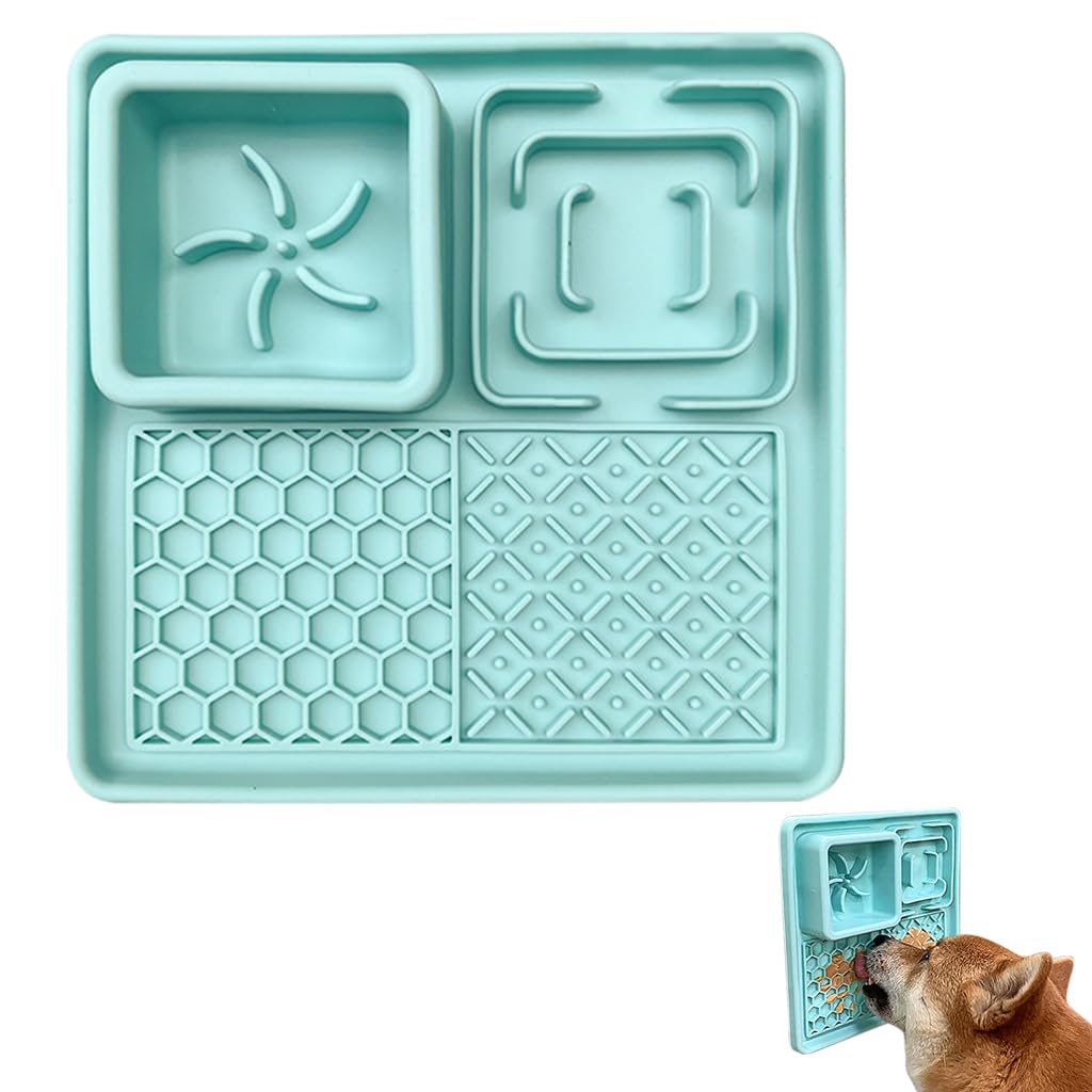 Qpets Lick Pad for Dog Cat, 7.8'' Food-Grade Silicone Dog Slow Feeding Mat for Wet/Dry Food, 4 Patterns Lick Pad Mats with Suction Cups During Eating, Bathing, Training, Grooming (19.8*19.8*1.4CM) Qpets Lick Pad for Dog Cat, 7.8'' Food-Grade Silicone Dog Slow Feeding Mat for Wet/Dry Food, 4 Patterns Lick Pad Mats with Suction Cups During Eating, Bathing, Training, Grooming (19.8*19.8*1.4CM)